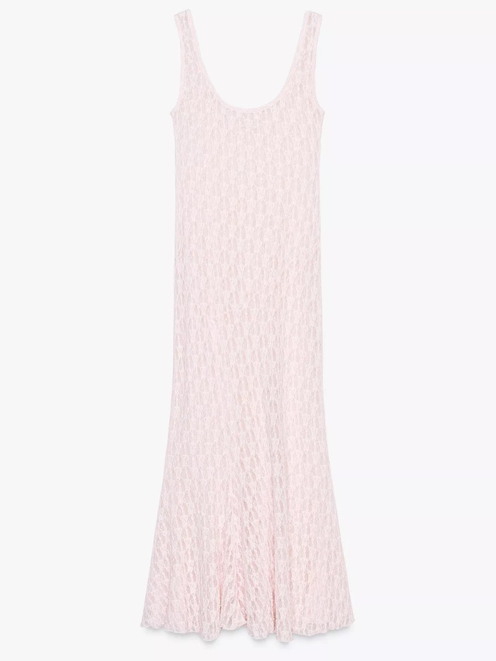 Zara Pale Pink Lace Scoop-Neck Slip Dress